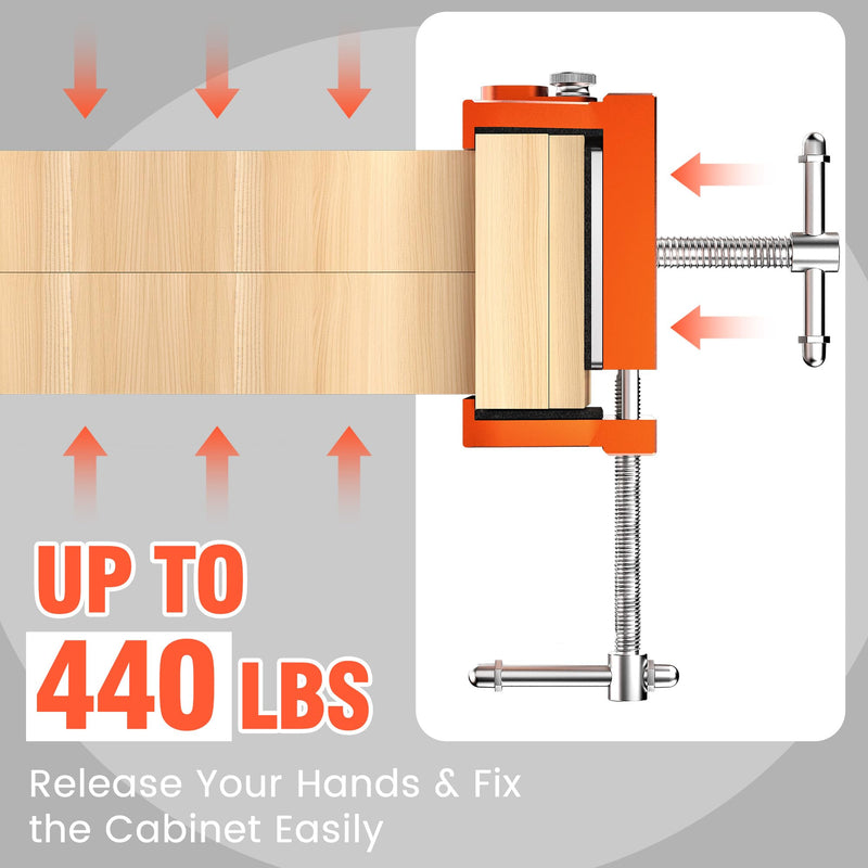 ECY Cabinet Clamps 2 Pack - Cabinet Face Frame Alignment Tool，Anodized Aluminum Alloy, Professional Installation Clamps for Woodworking & DIY Projects Orange