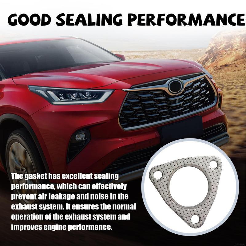 NTNEV 2 PCS Car Exhaust Pipe Gasket, 2.48" 3-Bolt Exhaust Flange Gasket with High Sealing, Modification Replacement Accessories, Suitable for Most Cars (Silver)