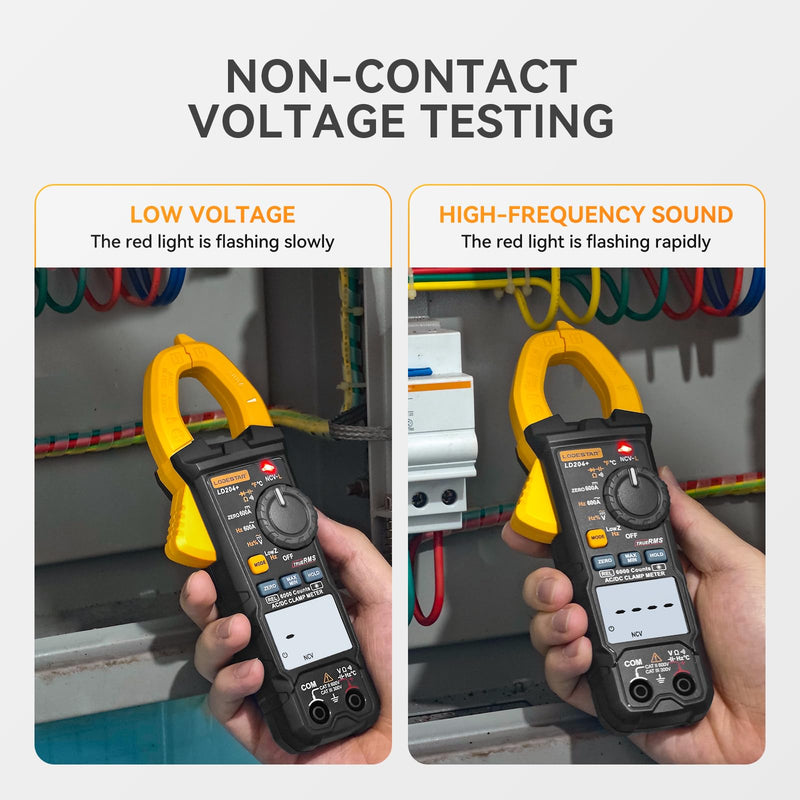 Digital Clamp Meter Multimeter 4000 Counts Voltage Tester with Auto Range, AC/DC Voltage, AC Current, Resistance, Capacitance, Continuity Diode,Live Wire Test, NCV, True RMS, AC Current Meter LD202A+ LD202A+ 4000 Counts AC Current