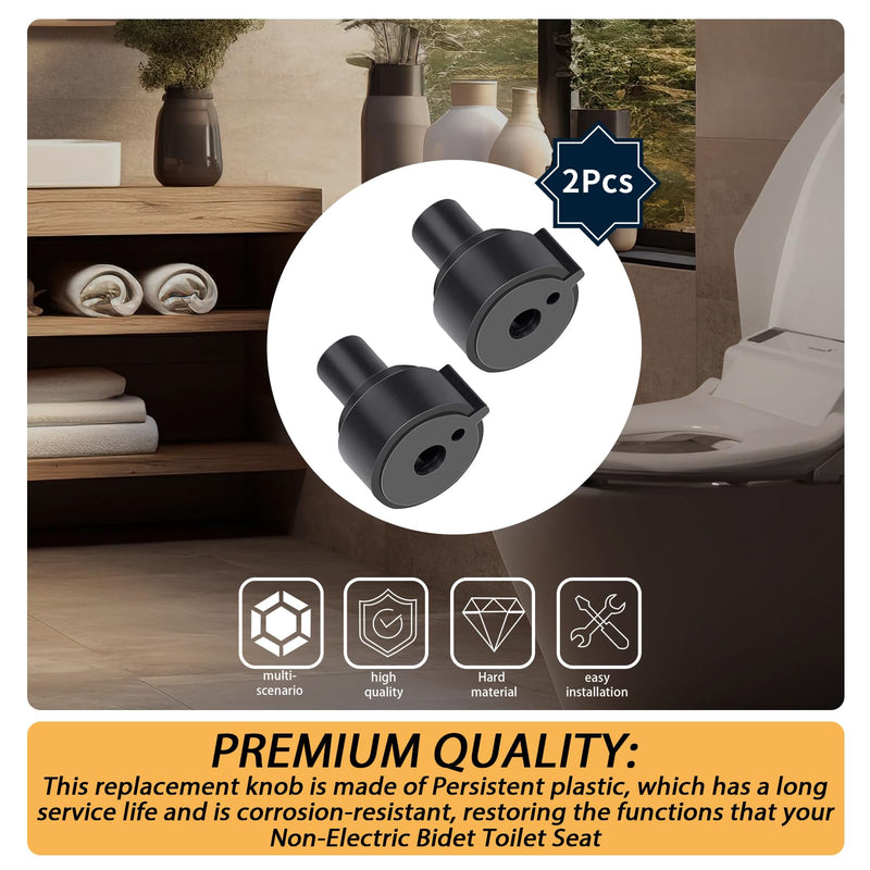 Replacement Knob(2Pcs) Compatible with Brondell Bidet Toilet Seat Non-Electric Bidet(For the center plastic section only) - Black (2) 2