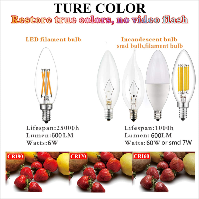 LiteHistory E12 led Bulb Dimmable 6W Equal 60 Watt LED Light Bulbs 2700K AC120V Edison Bulb B10 B11 Candelabra Bulbs for Chandelier and Ceiling Fan Light Bulbs 600LM e12 Bulb 12Pack Blunt Tip 2700k 12pack