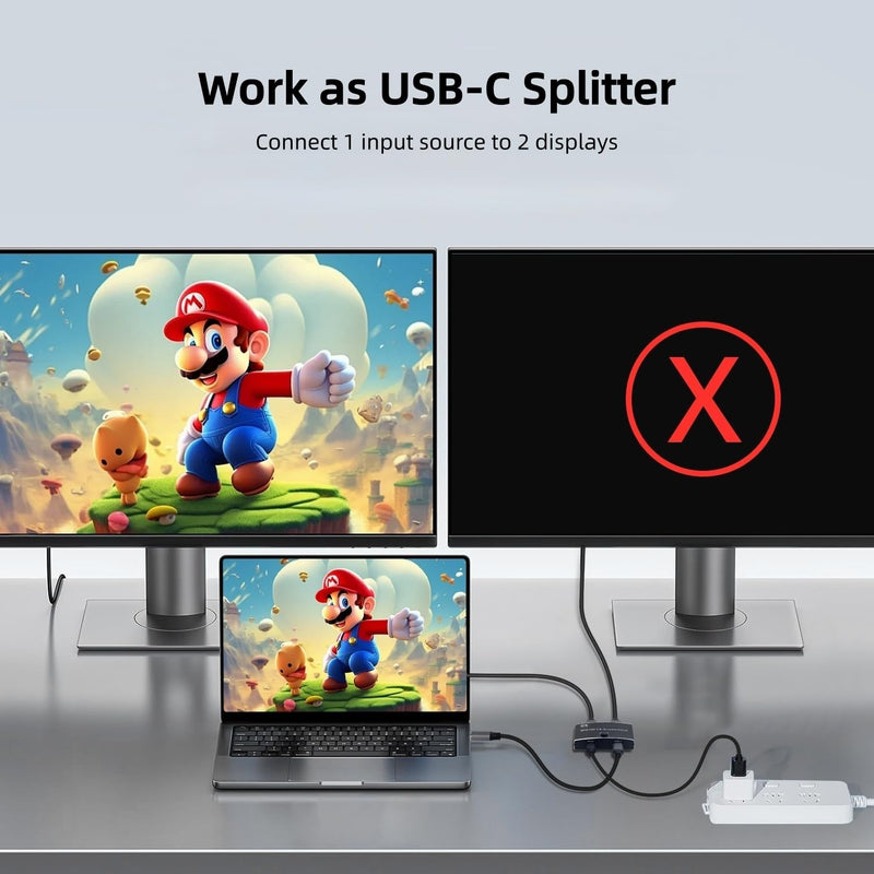 USB C Switch, Bi-Directional USB C Switcher 2 Computers, USB Type C KVM Switch 8K@60Hz 4K@120Hz Video/ 48Gbps Data Transfer, Compatible with Thunderbolt Device,2X USB-C Cables Included KVM-01