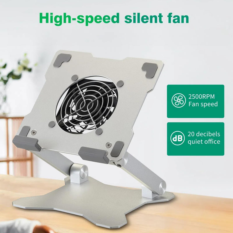 Surface Pro Stand, iPad Cooler,Aluminum Cooling Pad,Sturdy Tablet Stand Holder with Quiet Fan for Microsoft Surface Tablets,iPad Series,Samsung Galaxy Tabs-Up to 15-in Tablets Silver