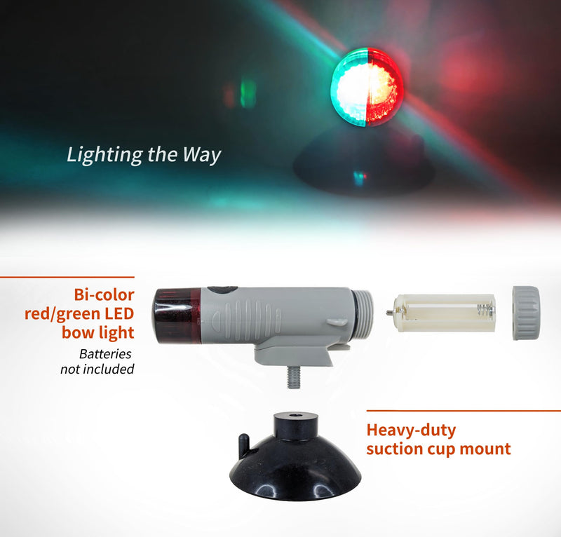 Pactrade Marine Battery Navigation Lights for Boats LED - Portable Red/Green Bow Light (Suction Cup Mount) - Kayak Fishing Accessories, Jon Boat Accessories Marine