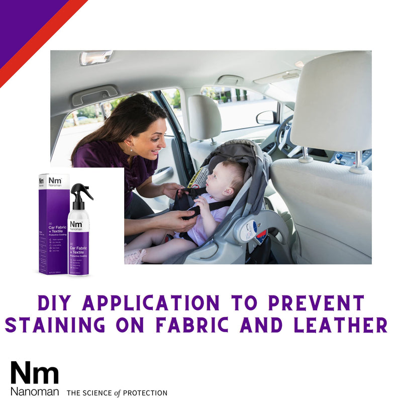 NANOMAN Nano-technology Car Fabric & Upholstery Care - Hydrophobic Waterproof Protector and Stain Guard for Auto Interior Fabrics, Seats, Carpets and Floor Mats. 8.5 Fl Oz (Pack of 1)