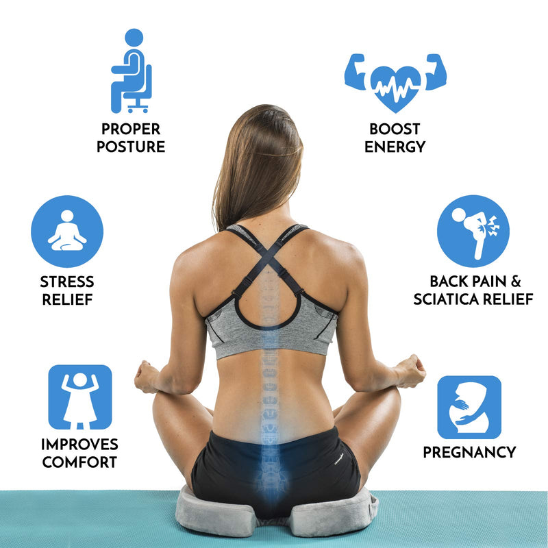 ComfiLife Premium Comfort Seat Cushion - Non-Slip Orthopedic 100% Memory Foam Coccyx Cushion for Tailbone Pain - Cushion for Office Chair Car Seat - Back Pain & Sciatica Relief (Gray) Gray