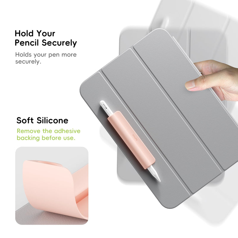 ELETIUO Silicone Pencil Holder Sleeve,Compatible with Apple Pencil (USB-C),Apple Pencil 1st/ 2nd Generation,Strong Adhesive Sticky Attached to iPad Case for Stylus Pens and Most Pens,Pink Pink
