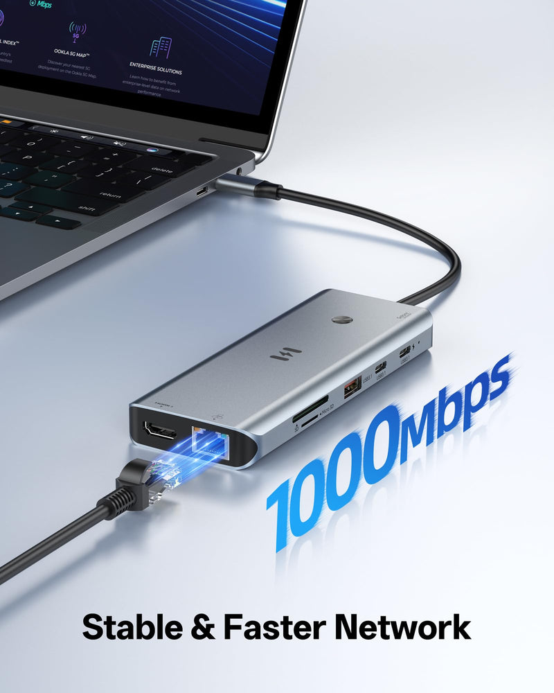 Selore USB C Docking Station 3 Monitors 3 HDMI 13-in-1 Laptop Hub | Triple HDMI, 10Gbps USB A/C 3.1, 100W PD Charging, Gigabit Ethernet, SD/microSD Reader for Windows Laptops Dell/HP/Lenovo 13-in-1 3 HDMI
