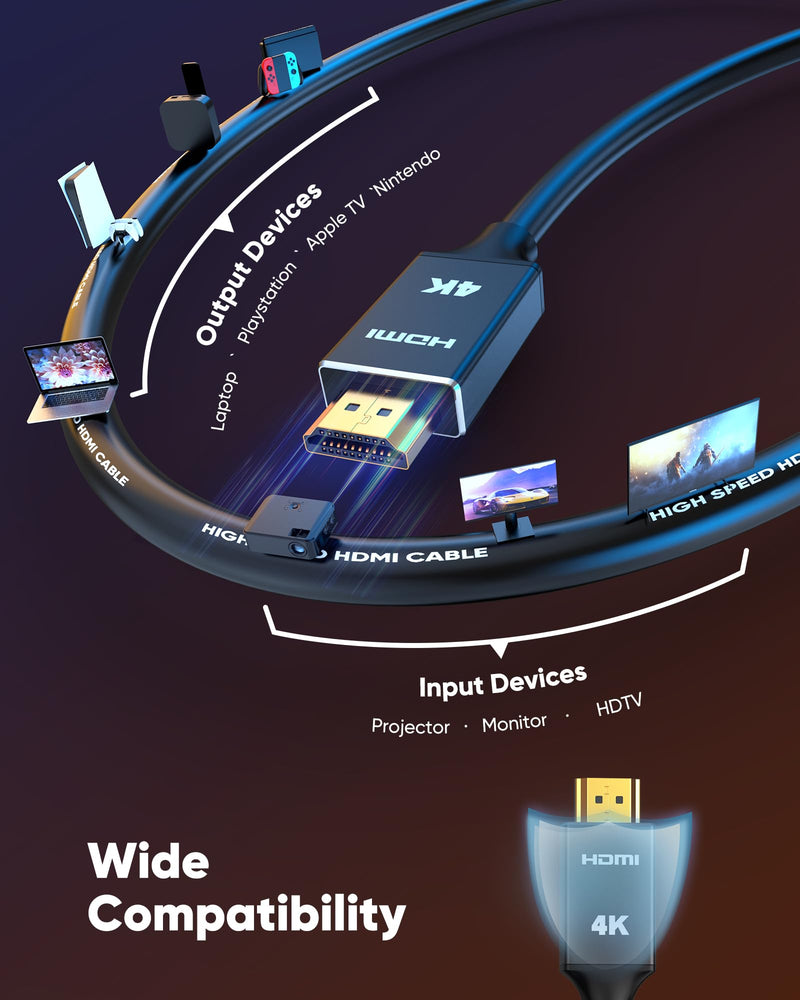 Capshi 4K Long Fiber Optic HDMI Cable 75ft/23M, in-Wall CL3 Rated HDMI Cable 2.0 Support (4K@60Hz HDR10 8/10bit 18Gbps HDCP2.2 ARC) High Speed HD Shielded Cord Compatible with TV, Laptop, PC, HDTV 75 feet