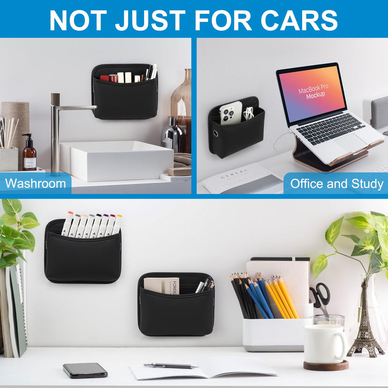 Accmor Universal Car Side Pocket Organizer, PU Leather Car Pocket Pouch for Car Seat, Door, Window, Console, Multifunctional Car Organizer Accessories for Phone Sunglasses Keys Cards, black 1