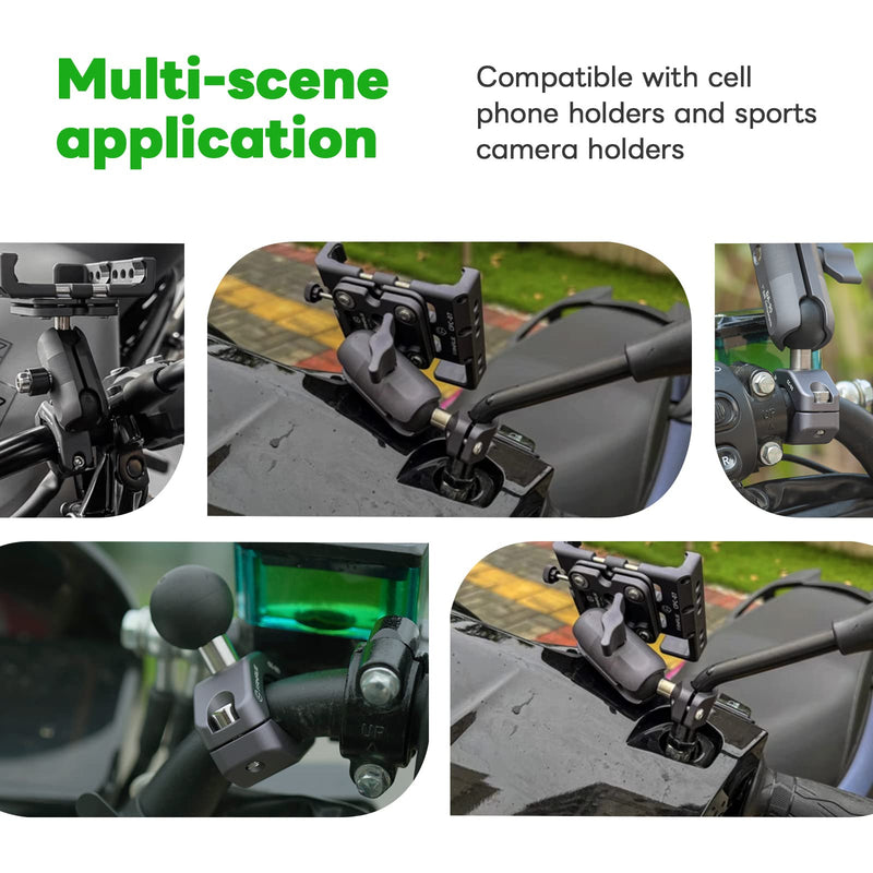 FANAUE Handlebar Clamp Mount U-bolt Base with B Size 1" Ball for 0.85" to 1.14" Diameter Rail, Compatible with RAM Mounts B Size Double Socket Arm & Motorcycle Phone Mount CC-05X