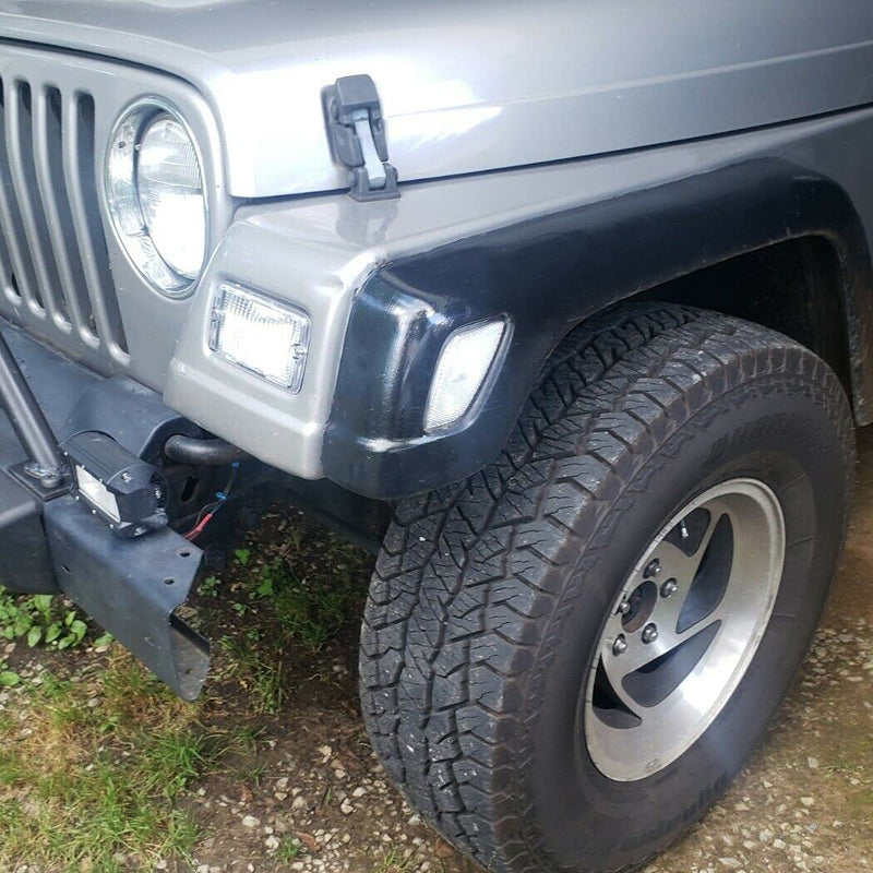 ECOTRIC Clear Bumper Signal + Fender Side Marker Lights Combo Compatible with 1997-2006 Jeep Wrangler TJ Turn Signal Parking Lights Replacement for 55055020AC 55055020AD