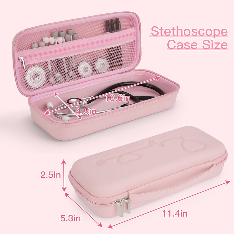 Stethoscope Case for 3M Littmann Classic III, Cardiology IV, Lightweight II S.E, MDF Instruments Stethoscopes, Hard Storage Case for Stethoscope Accessories, Nursing School Essentials - Pink