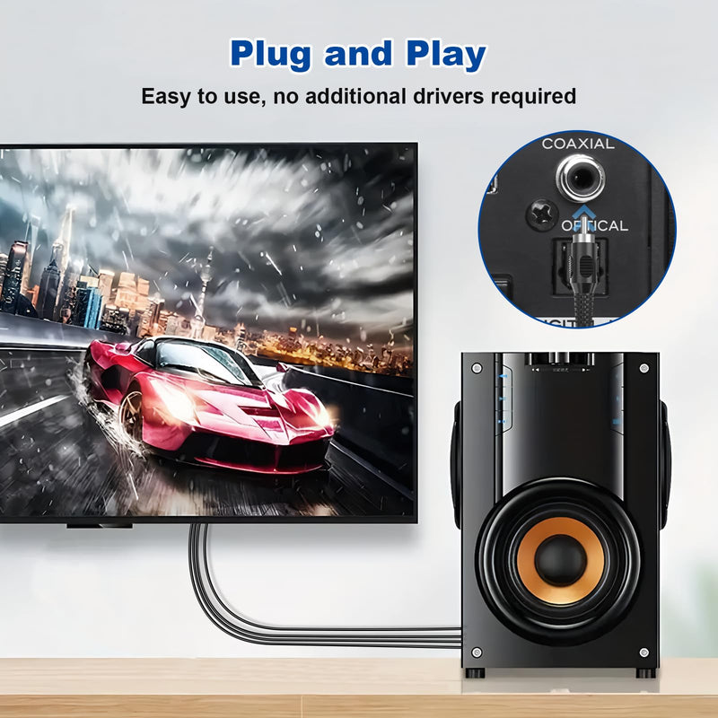 192 Khz HDMI ARC/eARC to HDMI Optical Coaxial Audio Converter Cable | 1.5 m/4.92 ft HDMI ARC/eARC Audio Extractor Cable for Soundbars Amplifiers and Speaker, Supports PCM 2.0, Dolby 5.1 & DTS 5.1