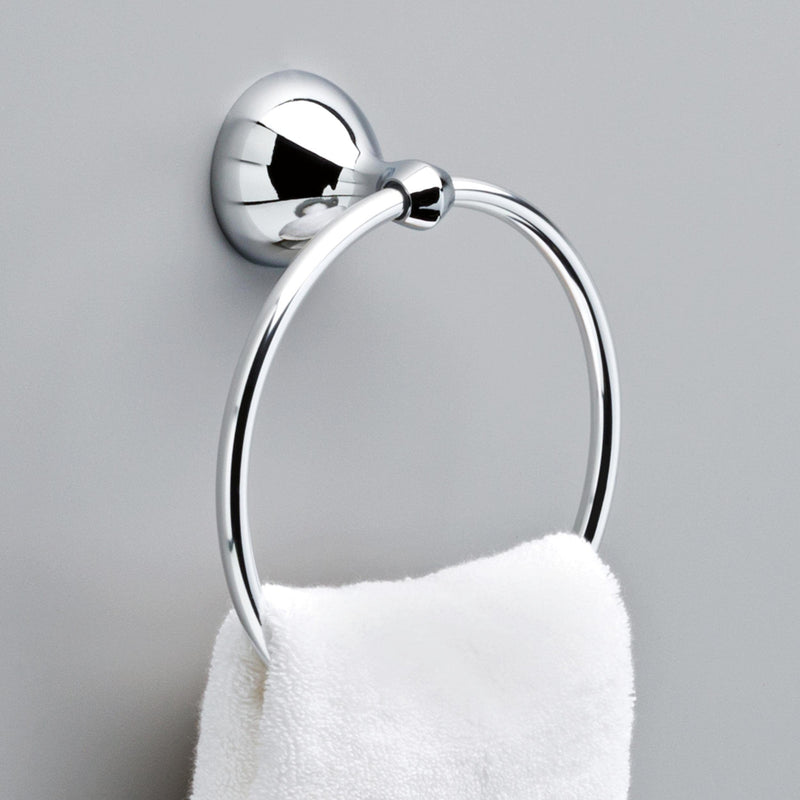 Delta Foundations (1-Pack) Hand Towel Holder Polished Chrome Towel Racks for Bathroom Wall Round Towel Ring Holder for Bath Towel Hanger for Kitchen, Bathroom Accessories FNDS46-PC No Size