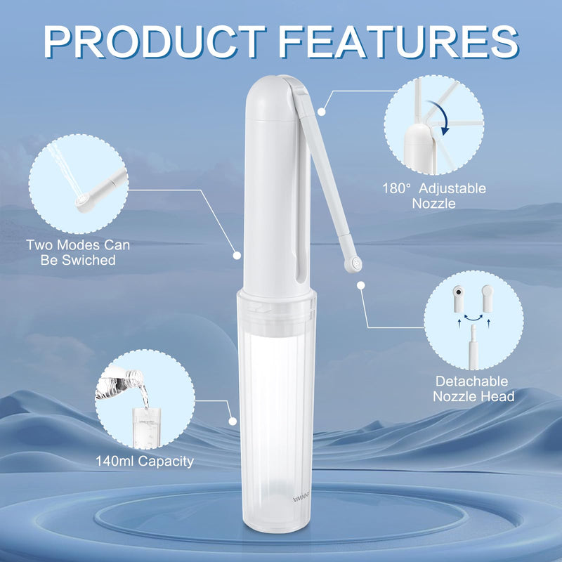 Travel Portable Bidet Sprayer 140mL Nozzle 180° Adjustment IPX6 Handheld Bidet for Personal Hygiene Cleaning, Baby Wash, Postnatal Care, Perineal & Hemorrhoid Treatment(AM-US-NHJ002E)