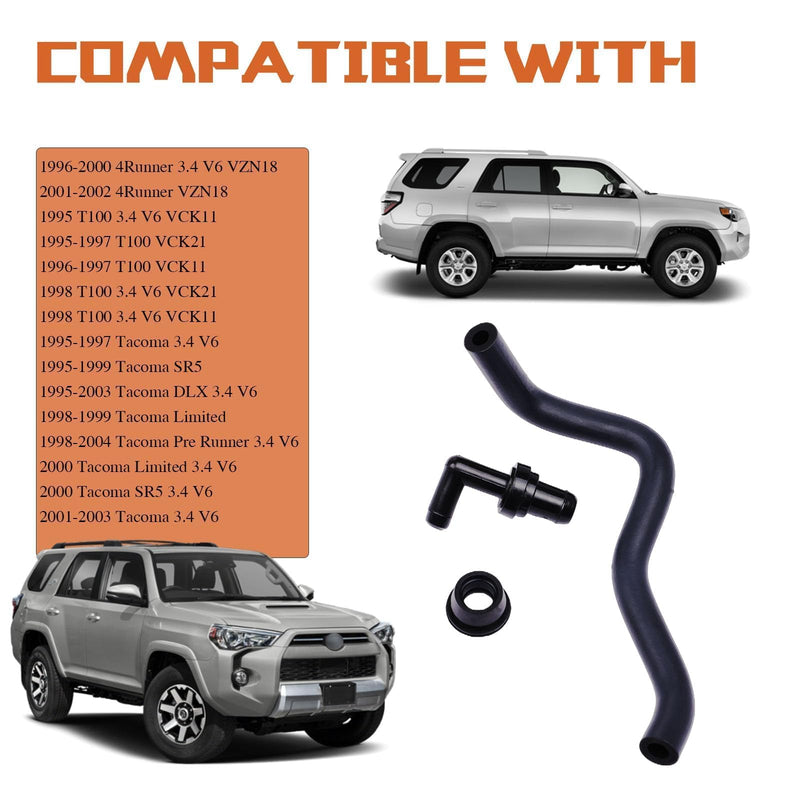 PCV Valve 90°+ Grommet + Hose Kit Fit for Toyota 4Runner Tundra Tacoma 3.4L V6 Replace#：12261-62041，90480-18001，17130-PM6-003 With Hose