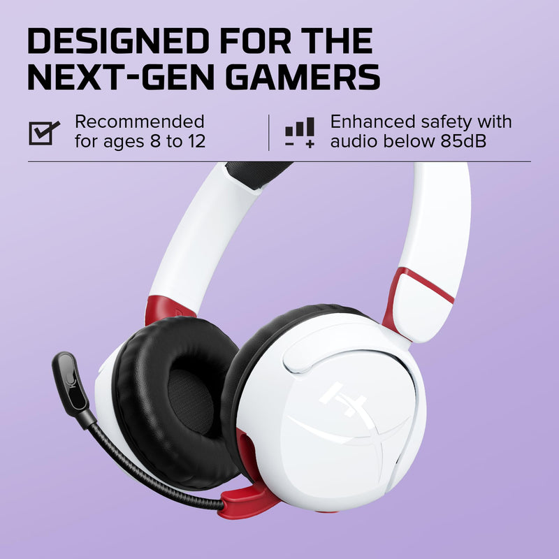 Cloud Mini Kids Wireless (White) | Volume limit 85dB, 25h battery, for PC/Switch/PS/Chromebook/Xbox/Mobile, White
