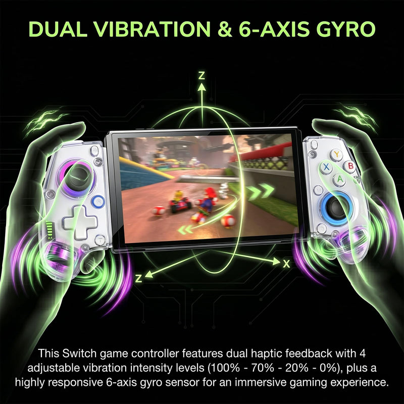 Transparent Phone Controller for iPhone, Android Mobile Controller Wireless Gaming Gamepad Joystick with RGB Lighting/Turbo/6-Axis/Dual Vibration, Xbox/PS5/PS4/PC Streaming, Cloud Gaming, Direct Play