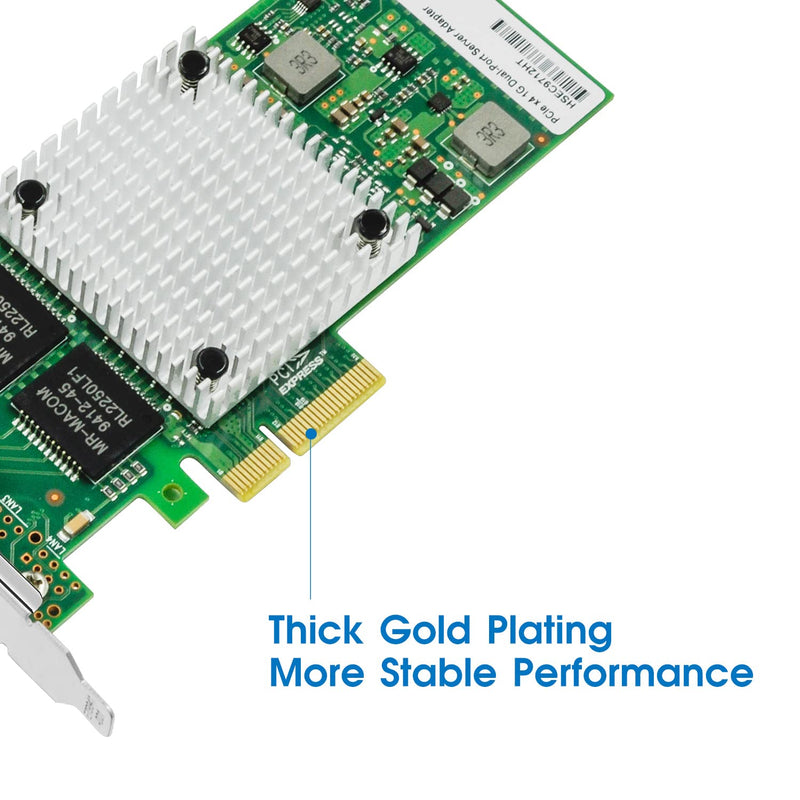 Gigabit Network Card,Dual-Ports RJ45 Copper Ethernet Adapter,with Intel I350-T2 Chip,PCI-Express v2.1 X4 NIC Support Windows/Windows Server/Linux/VMware,Compare to Intel I350-AM2 Intel I350 (2x RJ45)