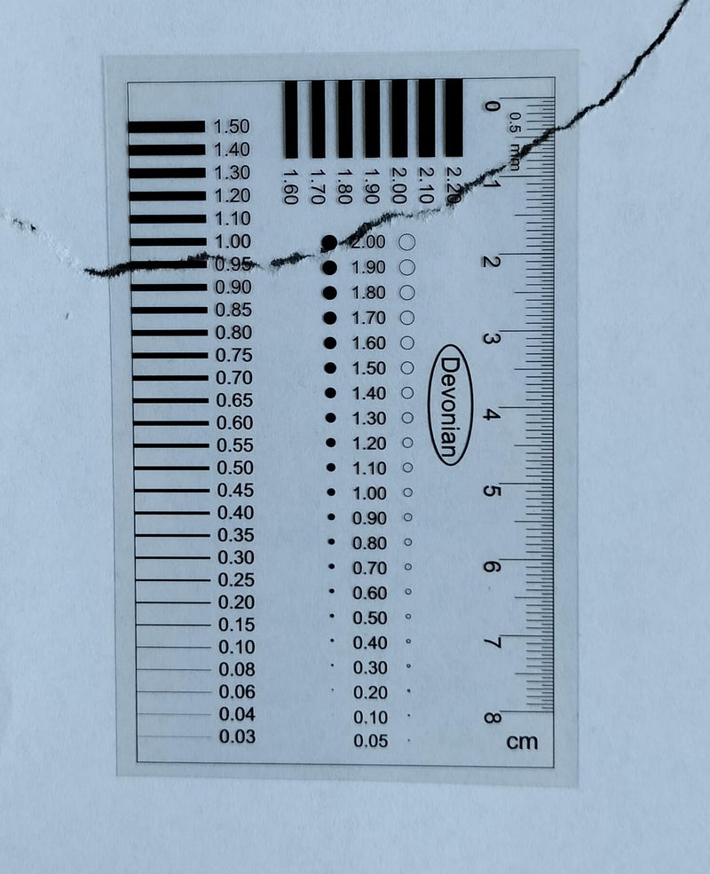 5-Pack High-Precision Transparent Crack Width Gauge, Scratch & Spot Measurement Tool for Precise Inspection of Surface Defects (Accuracy：0.01 mm)