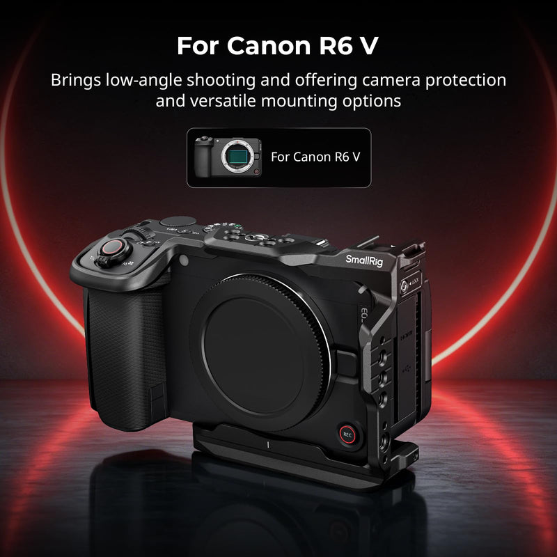 SmallRig R6 V HawkLock Quick Release Cage for Canon R6V, Aluminum Alloy Full Camera Cage, Quick Release Plate for Arca & Cold Shoe Mount & NATO Rails, for DJI RS Stabilizer - 6372 Basic Cage