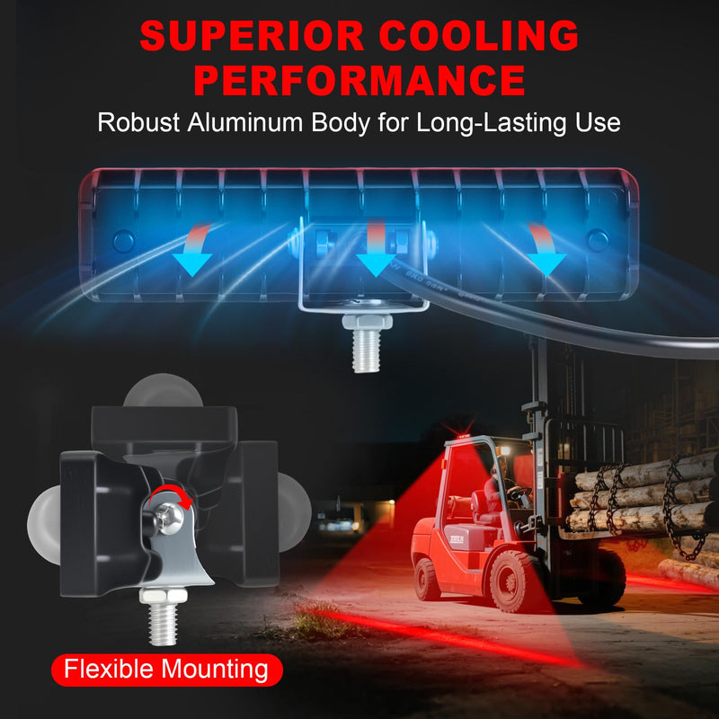 LED Forklift Safety Light Red for AGV Automated Guided Vehicle, Forklift Truck, Industrial Lift, Warehouse Safety, IP67 Waterproof, Aluminum Housing (2PCS) 2PCS