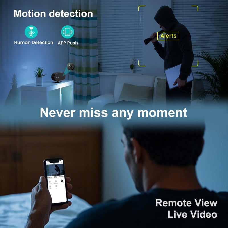 Hidden Camera Clock with 2 MP IR Night Vision WiFi 2000 mAh Motion Detection Spy Camera Portable for Home, Office