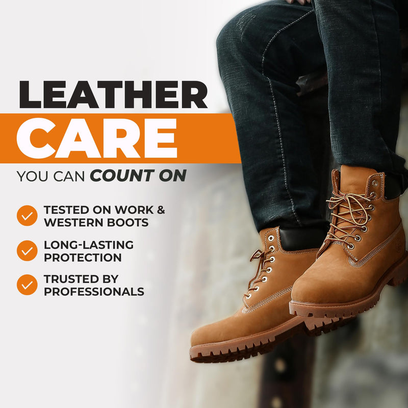 Leather Boot Oil for Work & Cowboy Boots – Deep-Conditioning Formula, Restore and Protects Dry, Cracked Leather Boots & Shoes 16oz