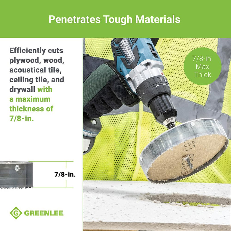 Greenlee 6-3/8" Heavy-Duty Steel Recessed Lighting Hole Saw, 6-3/8" Recessed Light Hole Saw for Wood, Ceiling, Drywall, Tile 6-3/8-Inch Diameter