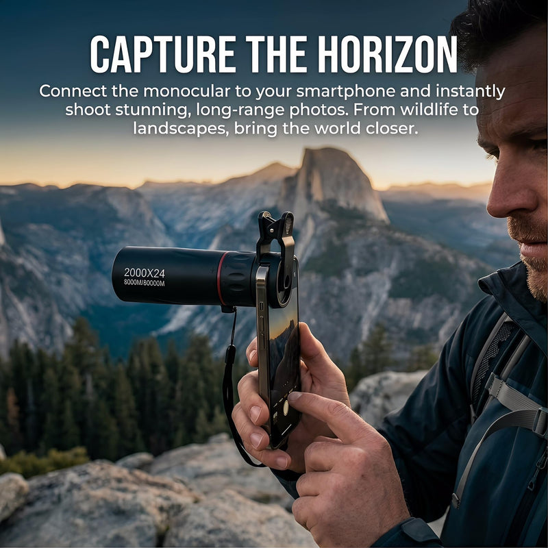 Mini Monocular Telescope – 2000x24 HD High Power for All Ages | Compact optics, for stargazing, hunting, hiking, wildlife & travel, good gift for outdoor enthusiasts, black