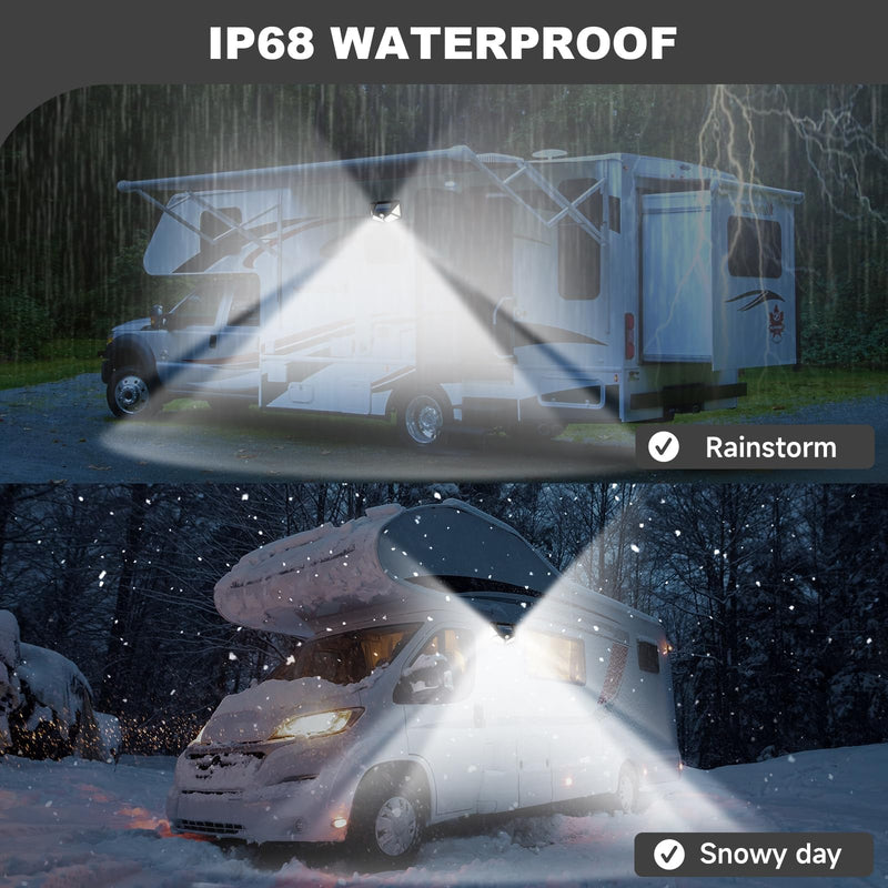 Magnetic Solar RV Light with Motion Sensor – Bright 100 LED RV Exterior Light, Waterproof RV Porch Lights for Camper, Trailer, Motorhome Outdoor– Easy Install with 2 Strong Magnets (2 Pack)