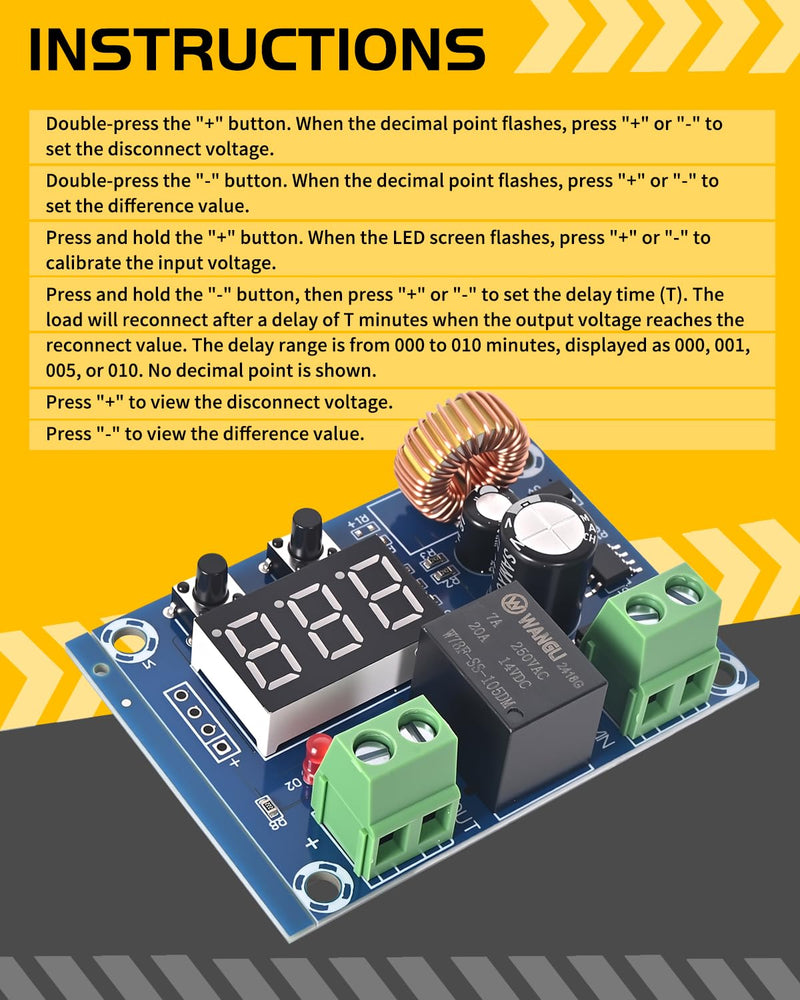 8PCS 12V-36V DC Voltage Protection Module Digital Low Voltage Protector Disconnect Switch Over Discharge Protection Module 8PCS
