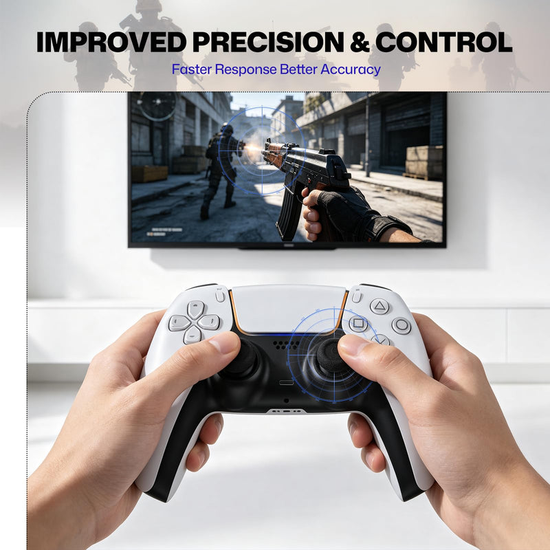 NEWDERY Thumb Grips for PS5/PS4 Controllers | 3 Height Options for Enhanced Precision & Control, Anti-Slip Silicone Caps, Compatible with PS5/PS4 Controllers, Black, 12PCS