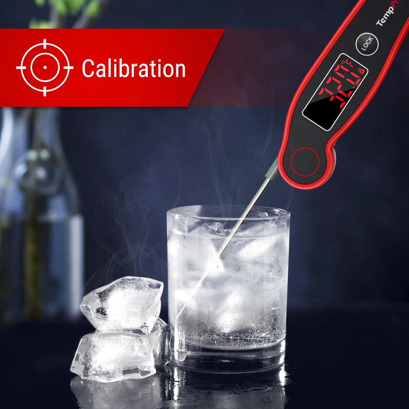 TempPro TP19 Waterproof Digital Meat Thermometer for Grilling with Ambidextrous Backlit & Thermocouple Instant Read Kitchen Cooking Food Thermometer for Candy Oil BBQ Smoker (Previously ThermoPro) Bright Red