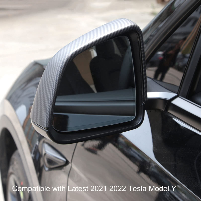  [AUSTRALIA] - ABS Matte Carbon Fiber Style Rearview Mirror Guard Cover Door Side Moulding Trim Exterior Accessories Compatible with 2021 2022 2023 2024 Tesla Model Y Matte Carbon Fiber(Model Y)