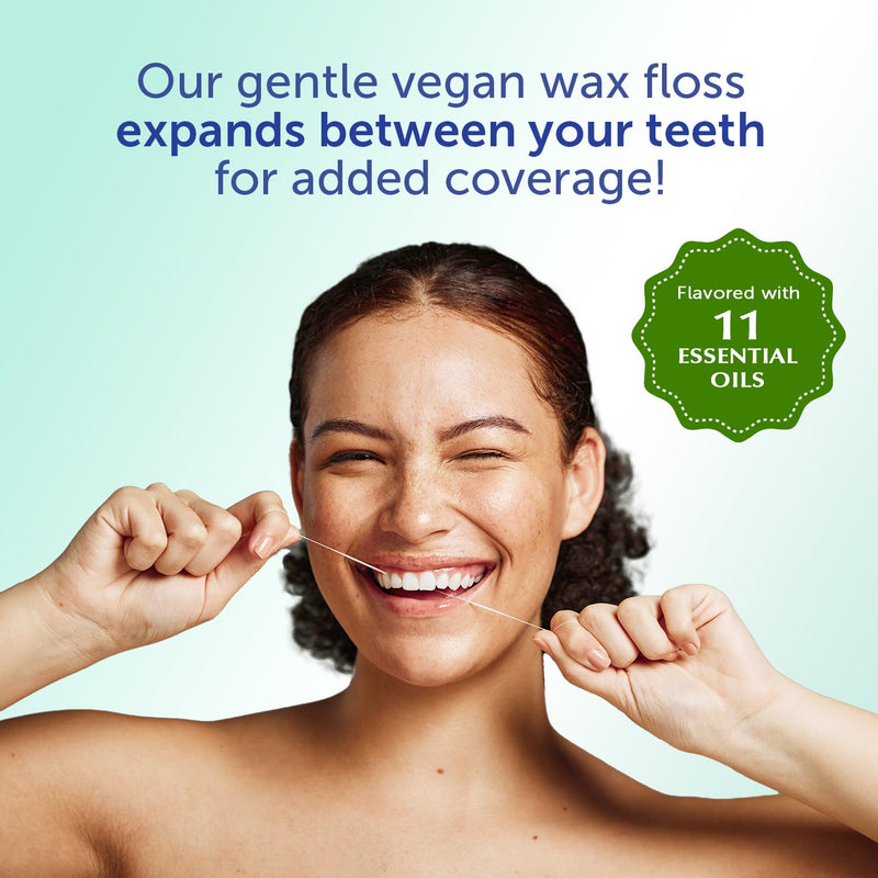 Eco-Dent GentleFloss Dental Floss, Waxed, Mint - Floss with Vegan Plant-Based Wax, Recyclable Cardboard Packaging, 100 Yds Ea (Pack of 6) 300 Foot (Pack of 6)