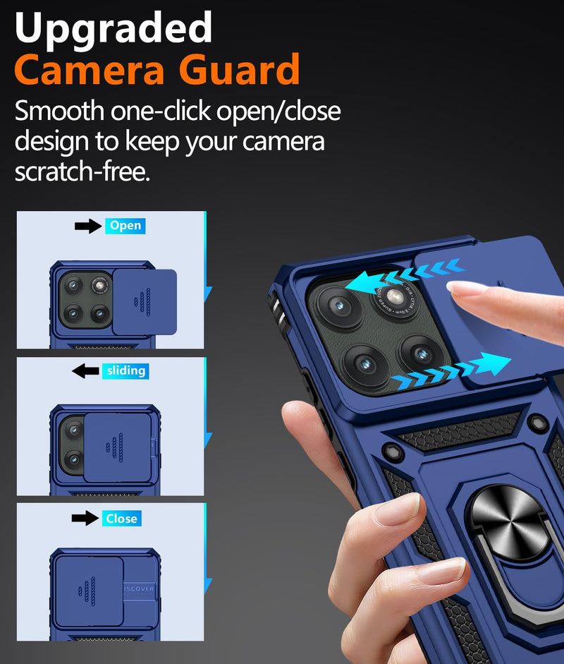 ATUMP for Motorola Edge 2025 Case with Camera Lens Cover & HD Screen Protector(2 Pcs), [10FT Military Grade Drop Protection] Magnetic Ring Holder Kickstand Protective Cover for Moto Edge 2025, Blue Moto Edge 2025 - 6.7 Inch