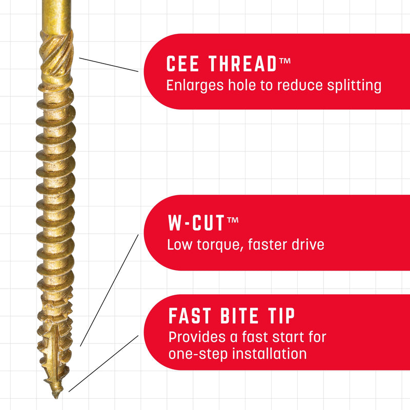 GRK Fasteners RSS™ 5/16 x 4 Inch, Rugged Structural Screws, 25 PCS, Rust Resistant Climatek™ Coating, Interior and Exterior Use, Heavy-Duty Framing & Decking Screws, Fast Bite Tip with Star Drive 5/16" x 4" 25.0