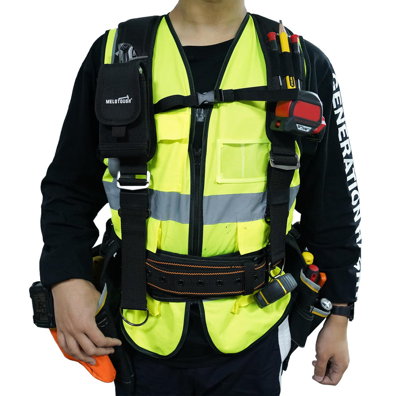MELOTOUGH Tool Belt Suspenders Construction Bag Work Suspenders Padded Work belt Suspenders for Carpenter/Electrician/Roofing/Farmer work Suspension Rig(Y Back)
