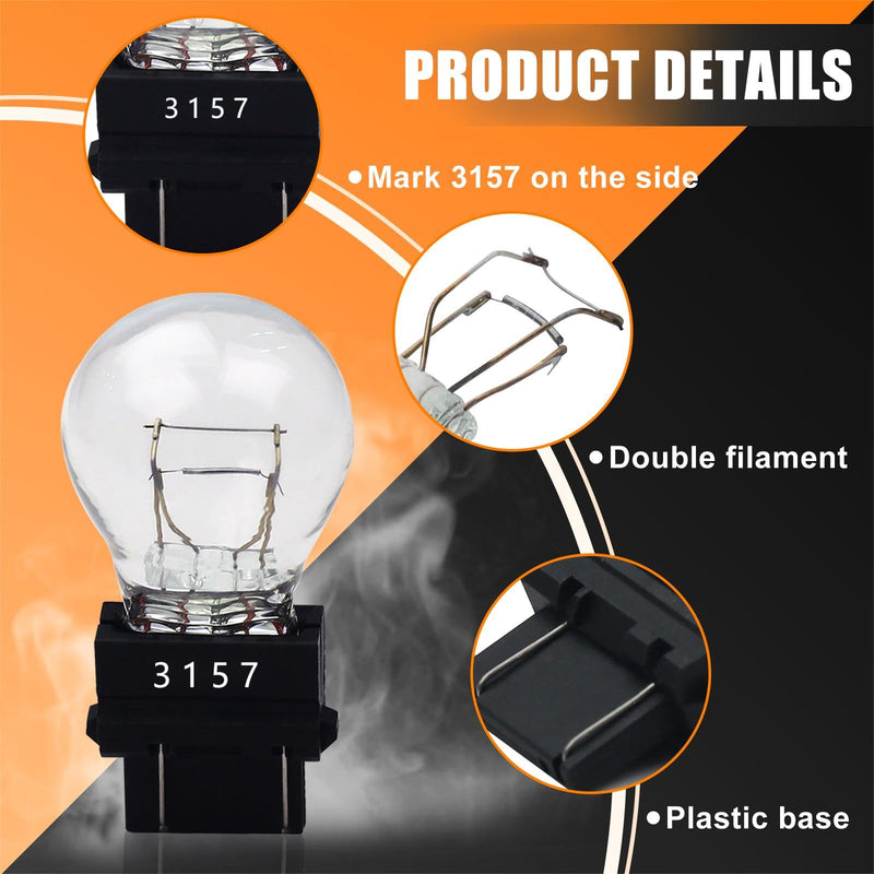 3157 3457 Bulbs (12V 27/7W, 3000K Amber) - Pack of 2 - Replacement Tail Light, Brake Light, Turn Signal Bulbs for Jeep Grand Cherokee, Wrangler, Commander, Compass, Journey, Dodge Primus, Edge 2 Pack