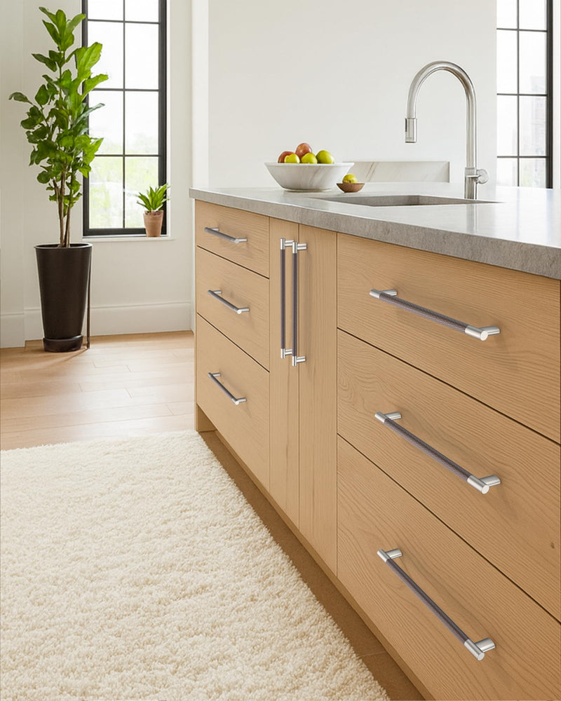 10 Pack 3"(76mm Hole to Hole) Brown and Satin Nickel Cabinet Pulls, Knurled Handles with Coffee Silver Finish for Kitchen Drawers, Vanity Dresser Two Tone Cabinet Hardware CK0094 3"/76MM Hole Center Brown and Nickel 10