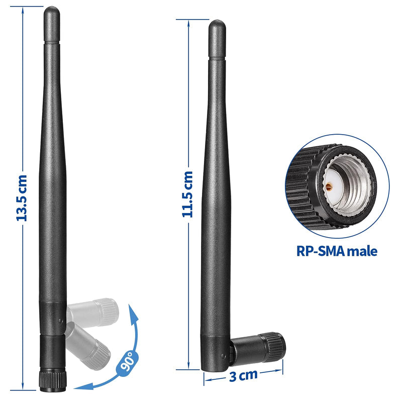 Bingfu Dual Band WiFi Antenna 2.4GHz 5GHz 5.8GHz 3dBi RP-SMA Male Antenna Replacement (2-Pack) for WiFi Router Wireless Network Card USB Adapter Security IP Camera Video Surveillance Monitor 2-Pack [RP-SMA] Male Antenna