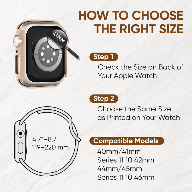Knossen Slim Band and Case Compatible with Apple Watch Bands for Women 40mm | 3-in-1 Thin Magnetic Stretchy Strap and Screen Protector Cover, for iWatch Series 4-11/SE/SE2/SE3 42mm 41mm 44mm 45mm 46mm Milk Tea 40mm(series SE 6 5 4)