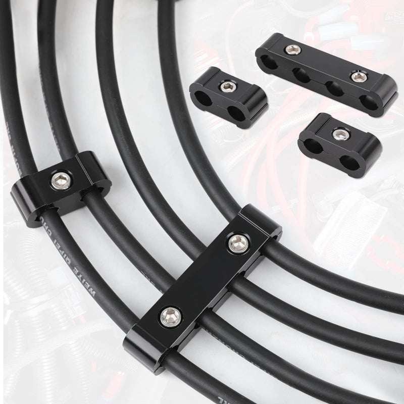 12pc Engine Spark Plug Wire Separator Divider & 8pc Spark Plug Wire Boots Protector Heat Sheild Sleeve 8mm 9mm 10mm Spark Plug Wire Clamp Holder Aluminum Alloy Ignition Wire Divider 24PCS