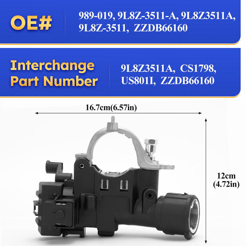 989-019 Ignition Lock Housing with Anti-theft Bolt for 2008-2011 Ford Focus,2008-2012 Ford Escape, 2008-2011 Mazda Tribute, 2008-2010 Mercury Mariner 9L8Z-3511-A