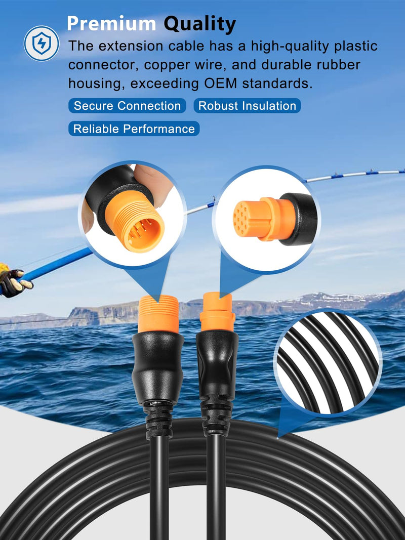 Replacement for Garmin 010-11617-32 Extension Cable 12-Pin, Compatible with 12-Pin Garmin Scanning Transducers, 12-Pin Airmar Transducers with XID, ECHOMAP, STRIKER, LiveScope, GPSMAP Series (10 Feet)