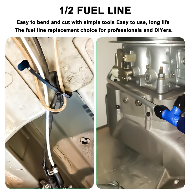 1/2 Aluminum Hard Fuel Line,1/2" OD Aluminium Coiled Tubing Hard Tube, 16FT 1060 Grade Metal Tubing for Brake Line, Metal Gas Line, Refrigeration Equipment Fuel Line-1/2-16FT
