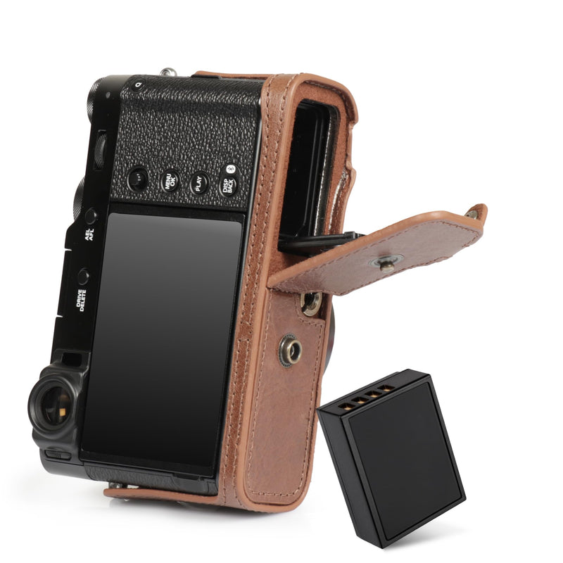 Mega Gear Genuine Leather Camera Case for Fujifilm X100VI - Stylish and Protective - Brown