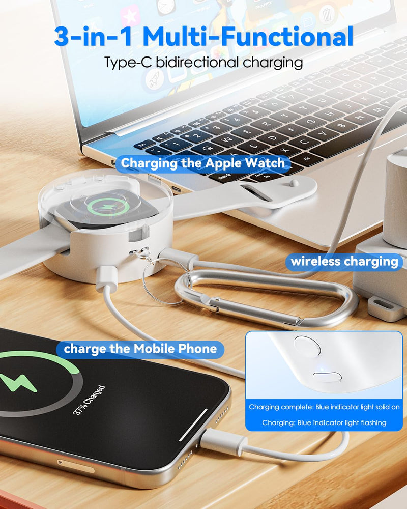 CloudValley Portable Charger for Apple Watch, Enclosed Protective Case, Anti-Drop, Wireless Charging for Apple Watch Ultra2/Ultra/SE2/SE Series 10/9/8/7/6/5/4/3/2/1, for Travel & Keychain